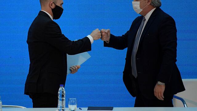 El ministro de Economía Martín Guzmán junto al presidente Alberto Fernández.