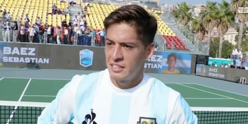 El tenista argentino Sebastián Báez cortó una racha negativa de 11 derrotas en tres meses y se puso la "10" en Nápoles. (@ESPNtenis)