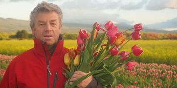 El chubutense que se dedica a la plantación de tulipanes.