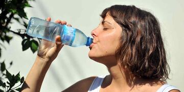 CALOR. Una joven tomando agua para combatir las altas temperaturas (Sergio Cejas/Archivo)