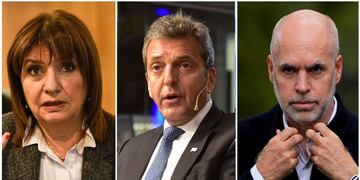 Elecciones Paso 2023: Patricia Bullrich, Sergio Massa y Horacio Rodríguez Larreta. (La Voz)