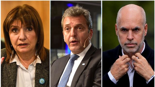 Elecciones Paso 2023: Patricia Bullrich, Sergio Massa y Horacio Rodríguez Larreta. (La Voz)