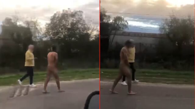 Lo atraparon los vecinos y lo hicieron caminar por la ruta.