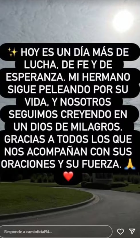El emotivo mensaje de Camilota para su hermano Thiago Medina.