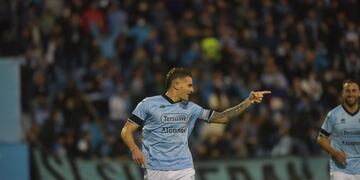 Gol y triunfo, pero Pablo Vegetti no se fue contento con el desempeño de Belgrano (Facundo Luque / La Voz).