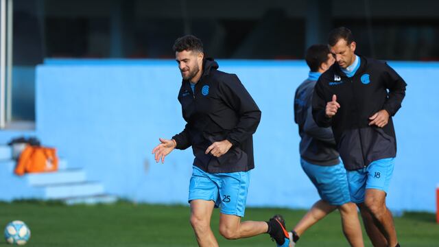 Pablo Vegetti buscá el gol que sigue extraviado, para que Belgrano vuelva a ganar (Prensa Belgrano).