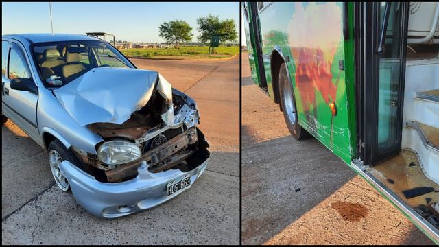 Siniestro vial entre un colectivo y un auto en Itaembé Guazú