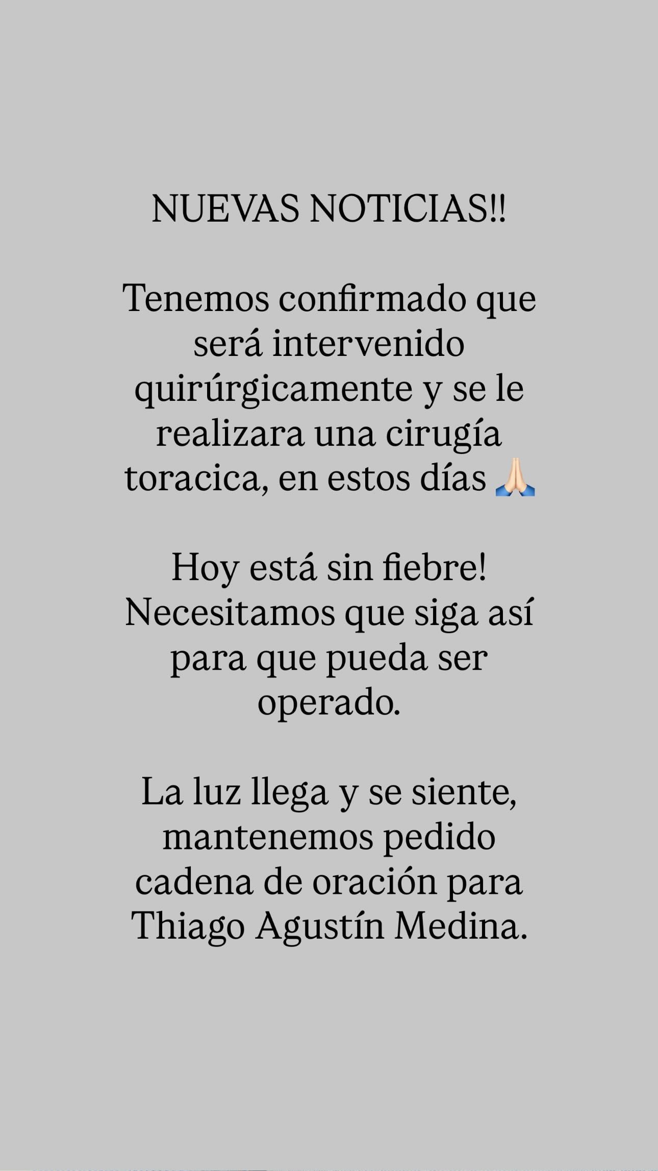 Nuevas noticias sobre Thiago Medina.