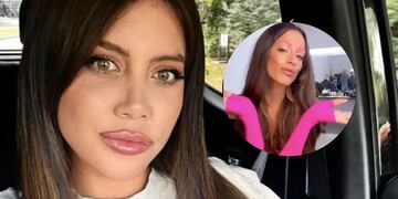 Al estilo de Tini Stoessel, Wanda Nara apareció con las cejas teñidas de fucsia.