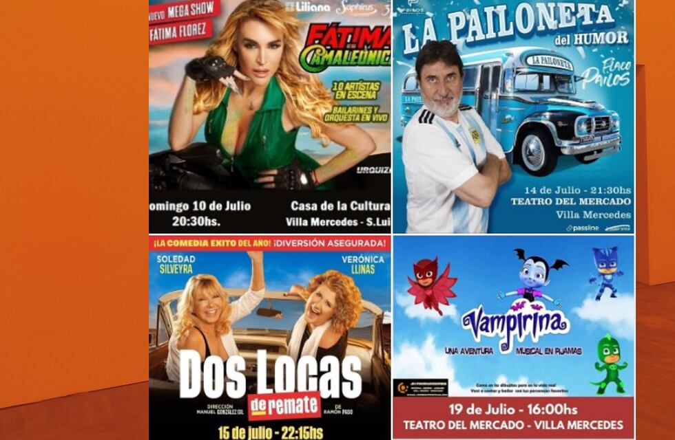 Los shows de invierno de Villa Mercedes: Fátima Florez, El “Flaco Pailos” y “Dos locas de remate”