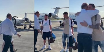 El rafaelino se cruzó con los futbolistas en la plataforma de la estación "Islas Malvinas".