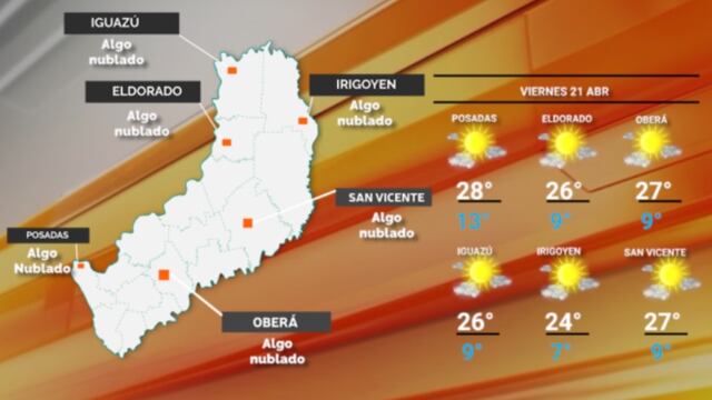 Viernes con continuidad de tiempo bueno, estable y fresco en Misiones.