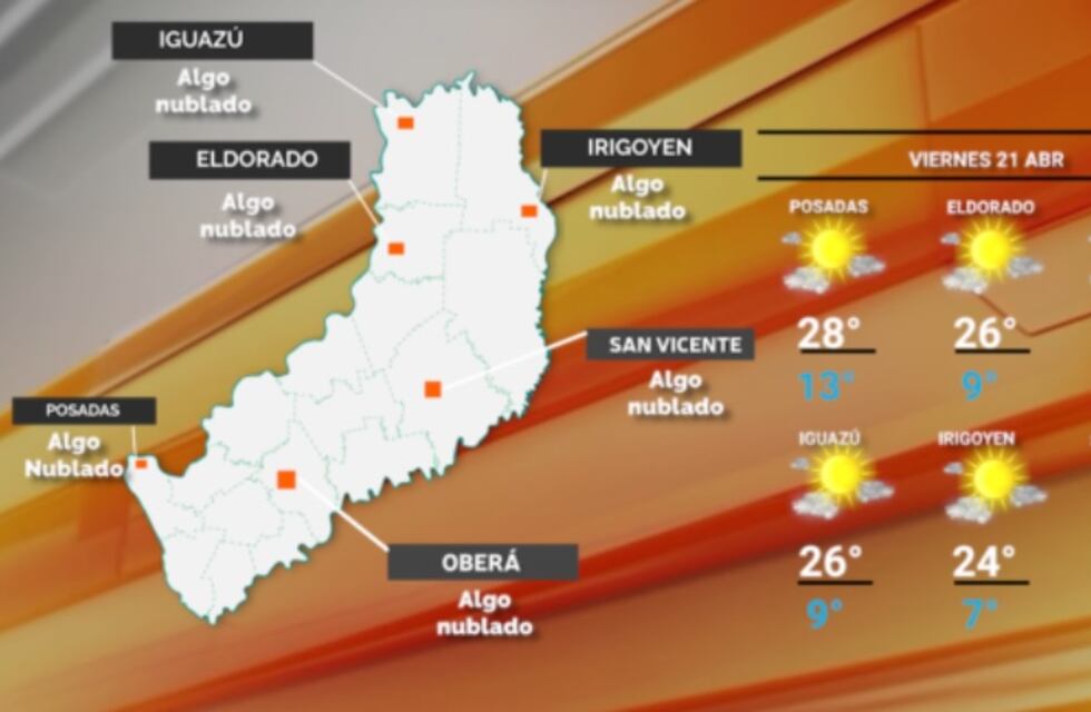 Viernes con continuidad de tiempo bueno, estable y fresco en Misiones