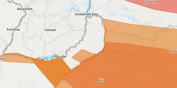 Alerta meteorológica en Misiones: se espera tormenta de granizo en el sur y centro de la provincia.