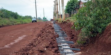 Obras públicas en un barrio de Posadas