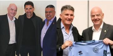 Talleres, Belgrano e Instituto con Infantino. El presidente de Fifa fue invitado a la reunión de Liga Profesional y el Luifa Artime le obsequio una camiseta del Pirata (IG: @rodrigescribano y luifaartime).