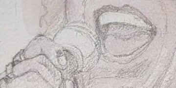 Un artista pintó a la Mona Jiménez con vino.