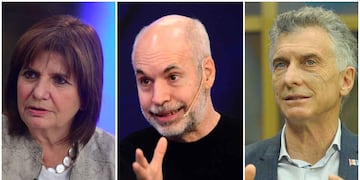 Juntos por el Cambio: Patricia Bullrich, Horacio Rodríguez Larreta y Mauricio Macri (La Voz)