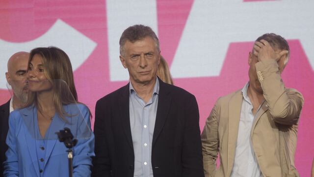El expresidente Mauricio Macri en el bunker de Juntos por el Cambio en Parque Norte (Foto: Federico López Claro)