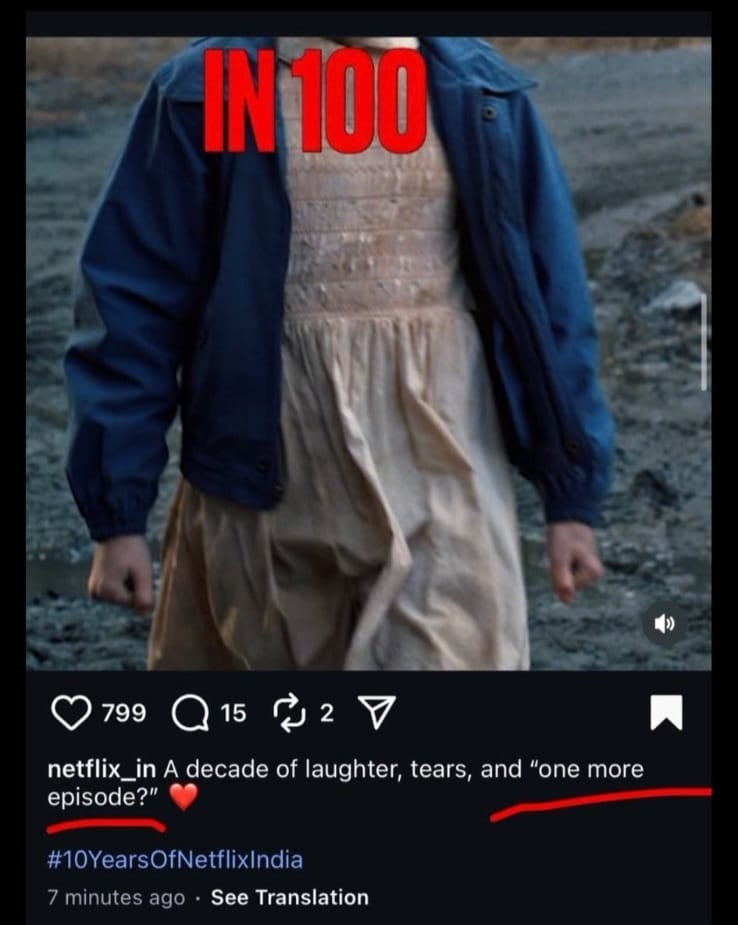 Publicación borrada por Netflix India.