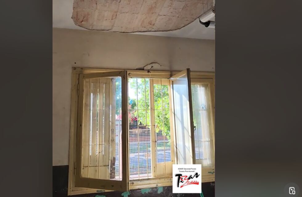 Se cayó parte de un cielorraso en un aula de una escuela primaria de Paraná