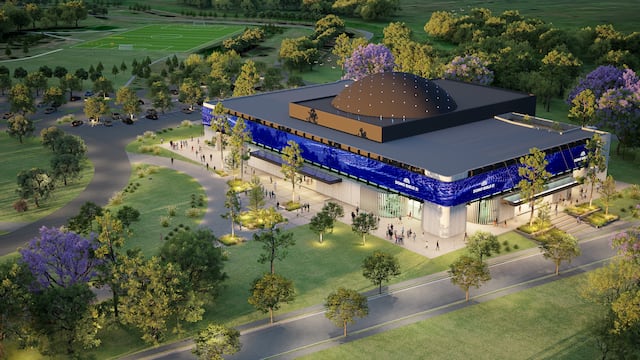 FACHADA. El Domo Siglo 21 funcionará en el predio de la Universidad Siglo 21, con ingreso por la calle Spilimbergo. (Render)