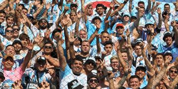 Los hinchas de Racing coparon Rafaela. Y van por más (Prensa Racing).