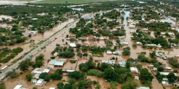 Vista aérea de parte de las inundaciones.
