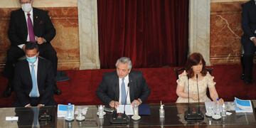 El presidente Alberto Fernández inaugura las sesiones ordinarias del Congreso. (Federico López Claro)