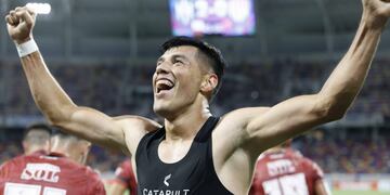 Festejo de gol para Sequeira, quien después del partido con Boca viaja a México (Prensa Central Córdoba)