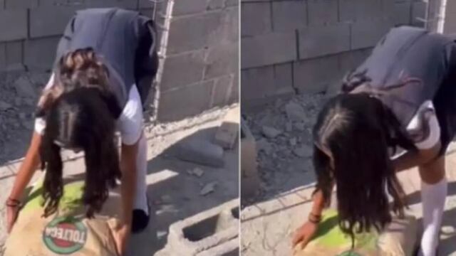 La niña se tuvo que poner a trabajar como albañil para aprender la lección de su padre.