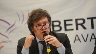 Conferencia de prensa de Javier Milei y Ramiro Marra, tras la denuncia de Alberto Fernández. (Federico López Claro)