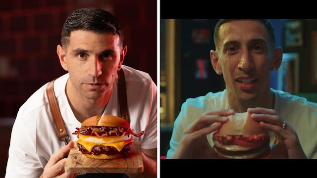 ¿Mostaza o McDonald’s? Cómo son las hamburguesas que promocionan el Dibu Martínez y Ángel Di María.
