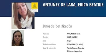 La desaparición de Érica Antúnez de Lara con alerta amarilla de Interpol.