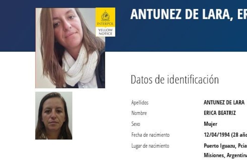 La desaparición de Érica Antúnez de Lara con alerta amarilla de Interpol