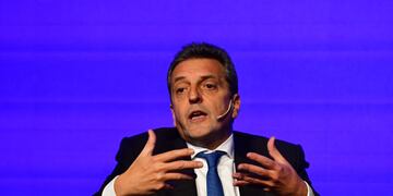 Sergio Massa durante la Convención Anual de la Cámara Argentina de la Construcción, en La Rural. Foto: Clarín