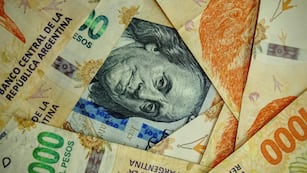 El dólar, entre los pesos argentinos.