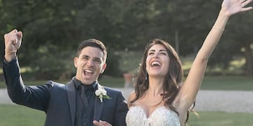 Giovanni Simeone y Giulia Coppini cuando se casaron.