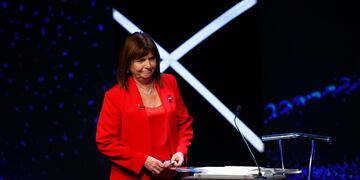 La candidata de Juntos por el Cambio Patricia Bullrich en el segundo debate presidencial. Foto: Clarín