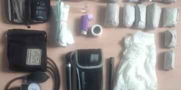 Los elementos médicos recuperados.