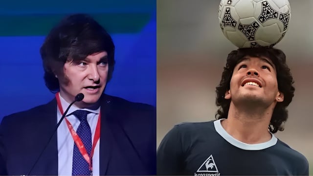 Javier Milei y Diego Maradona