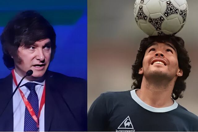 Javier Milei y Diego Maradona