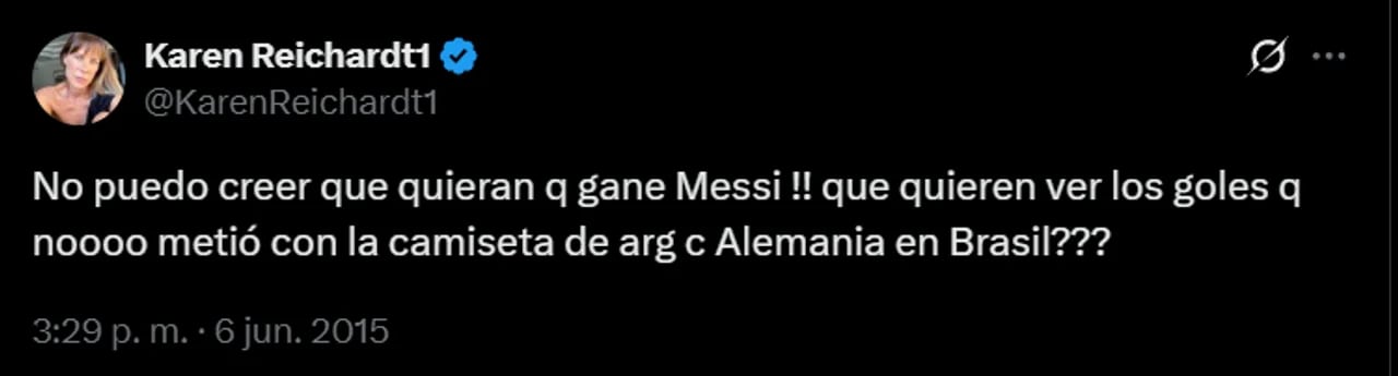Los tuits de Reichardt en contra de Messi
