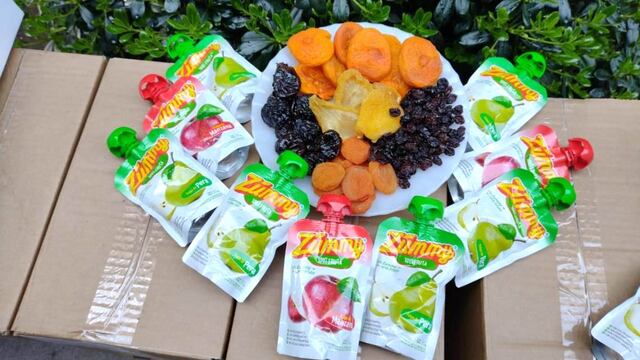 Fruta seca y jugos de pulpas naturales del sur mendocinoconforman la dieta saludable de los niños en Mendoza.