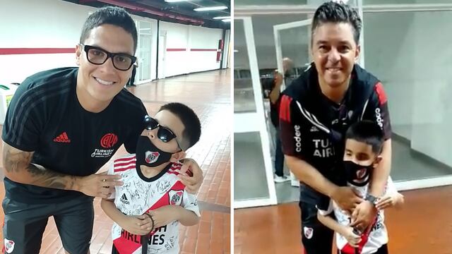 Maxi tiene 7 años, es no vidente y cumplió su sueño de conocer al plantel de River Plate.