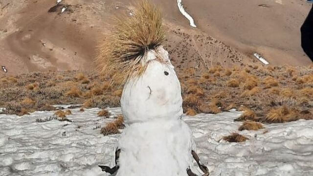 Soledad Pastorutti y sus hijas armaron un muñeco de nieve en la montaña de Mendoza.