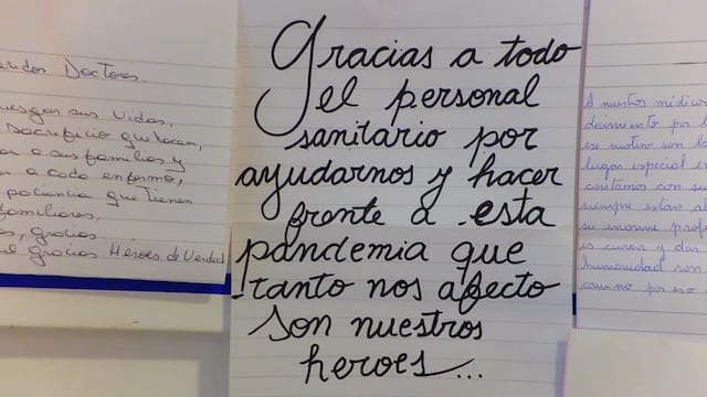 Una colegio de La Cumbre agradeció con cartas al personal de salud.