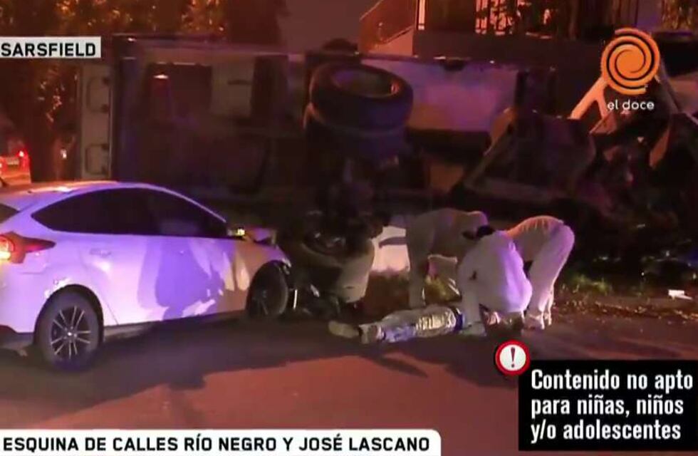 Está grave el joven atropellado en vivo tras el vuelco de un camión