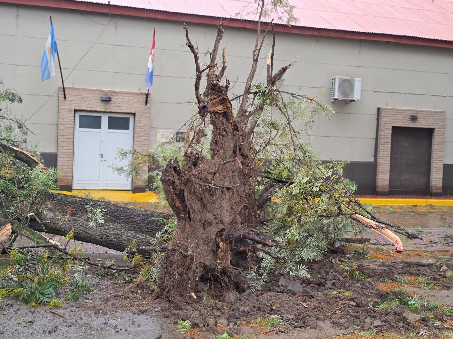 Fuerte temporal de viento y granizo afectó viviendas y diferentes servicios en Arroyito