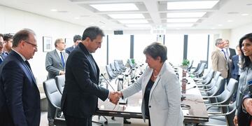 El ministro de Economía, Sergio Massa, y la titular del FMI, Kristalina Georgieva. Foto: Prensa Ministerio de Economía